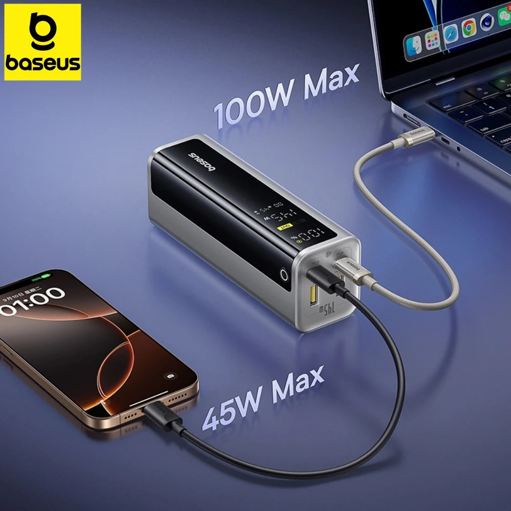Baseus 145W Power Bank 20800mAh PD 100W Fast Charging with Smart Digital Display Portable External PowerBank for Laptop Phone 17