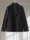 Elegant Black Women's Blazer Coat Slim Single Breasted Long Sleeve Lapel Female Coats 2025 Spring Fashion Simple Lady Outwear