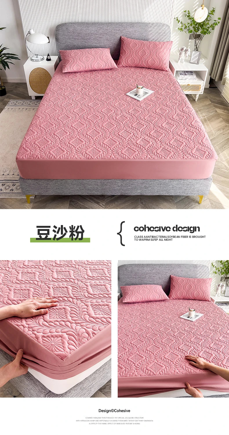 Waterproof Mattress Protector Thicken Fitted Bed Sheet Breathable & Noiseless Mattress Pad for Twin/Double/Queen/King Size Beds
