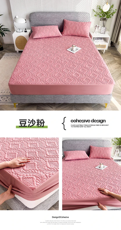 Waterproof Mattress Protector Thicken Fitted Bed Sheet Breathable & Noiseless Mattress Pad for Twin/Double/Queen/King Size Beds