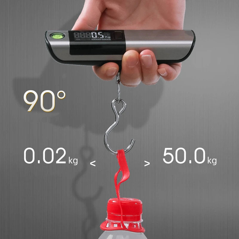 Portable Electronic Scale with Rule, Household Small 50kg Portable Mini Hook Weighing, High-Precision Luggage Weighing Device