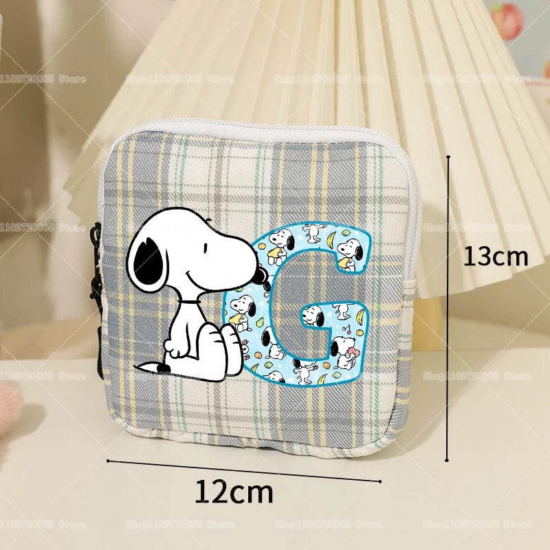 Snoopys Storage Bag Women Large-capacity Lipstick Sanitary Napkin Storage Bag Cute Anime Travel Portable Simple Girls Coin Purse