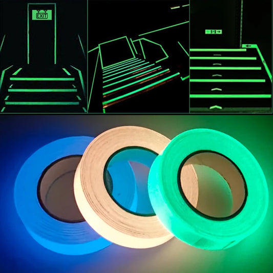 Cinta luminosa de 3 metros, autoadhesiva, brilla en la oscuridad, con logotipo de emergencia, pegatinas de seguridad para escenario, decoración del hogar, suministros para fiestas.