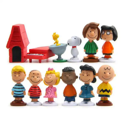 Miniatura Action Figure Brinquedos Modelo, Amendoim Japonês Dos Desenhos Animados, Snoopy, Sally, Woodstock, Pessoas Bolo, Adereços De Coleção Quente