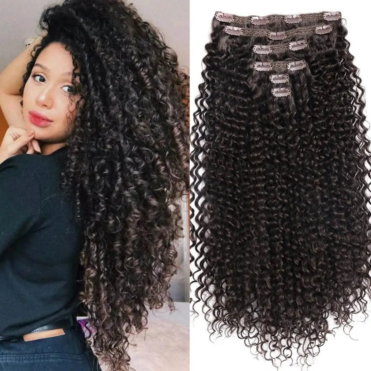 Extensões de cabelo ondulado com clipes conjunto de 6 peças - 55cm com presilhas