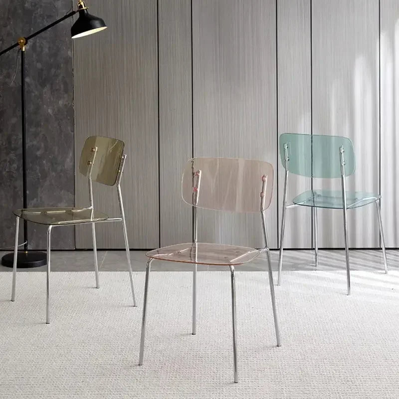 Modern Simple Household Transparent Dining Chair Backrest Single Person Leisure Net Red Table Plastic Chair Makeup Chairs  стул