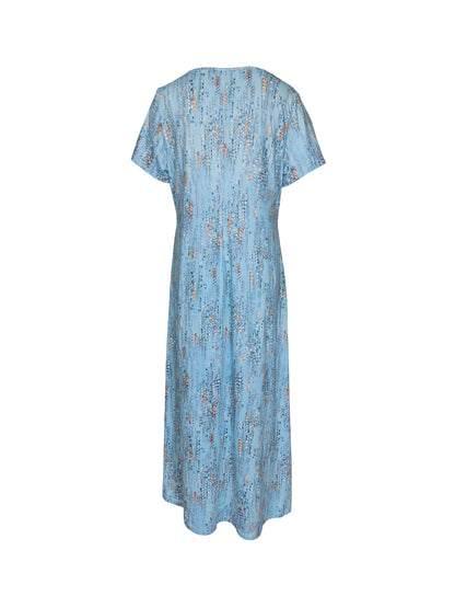 2024 aliexpress europa e américa plus size feminino cross border verão nova moda impressão vestido com decote em v