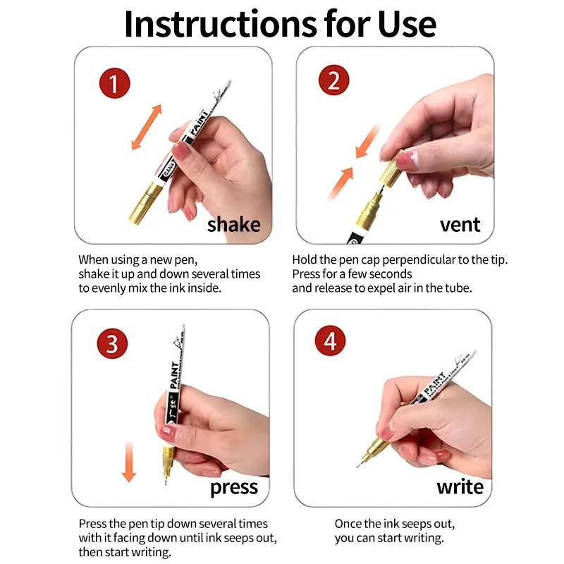 Fine tip permanent Paint Marker Pen DIY Paint Metallic Pen Permanent Gold SILVER Marker Touch Up,School Model Painting