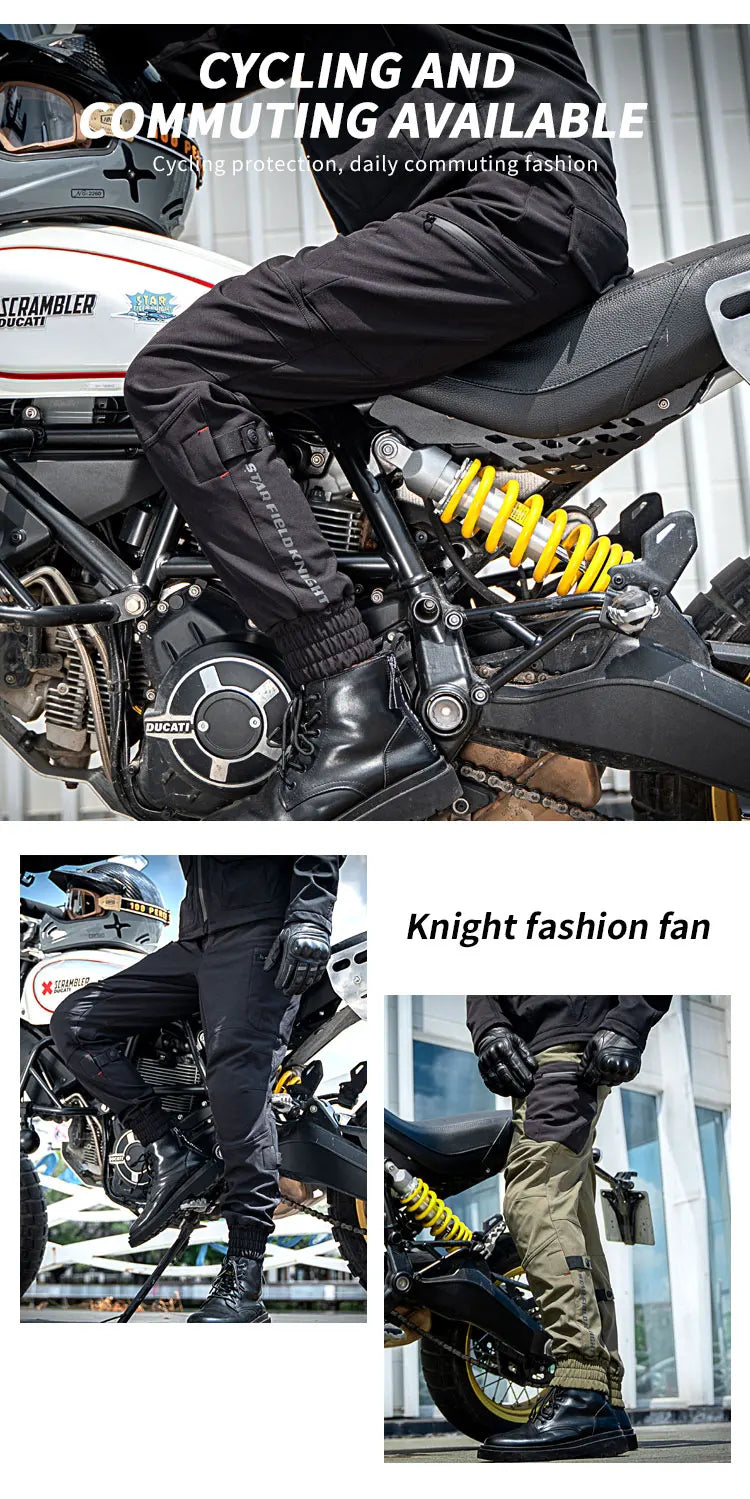 SFK New Black Motorcycle Pants Riding Men Equipment Summer Breathable Trousers With CE Protection Armor Wearing Gears Accessories