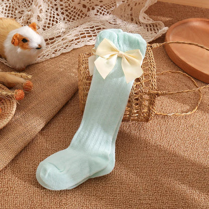 Summer Baby Girls Socks With Bow Kids Long Knee High Sock Cotton Hollow Out Toddlers Socks Mesh Children Princess Socken