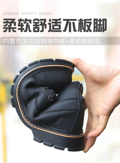 Latest 2023 Waterproof Men Leather Boots Steel Toe Cap Safety Work Shoes Anti Smashing Indestructible Construction Welding Boots