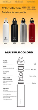 REVOMAX 950ml Tumbler Thermo Bottle Double Wall Stainless Steel Thermal Water Bottle Cold and Hot Thermos Cup Vacuum Flask Gym