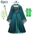Frozen Green Anna Princess Girls Cosplay Costume Full Long Sleeve Dress With Cloak Carnival Party Kids Clothes Birthday Dress