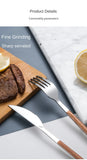 Juego de cubiertos con mango de madera de imitación de acero inoxidable, abrazadera para vajilla occidental, cuchillo, tenedor, cuchara de té, 30 Uds.