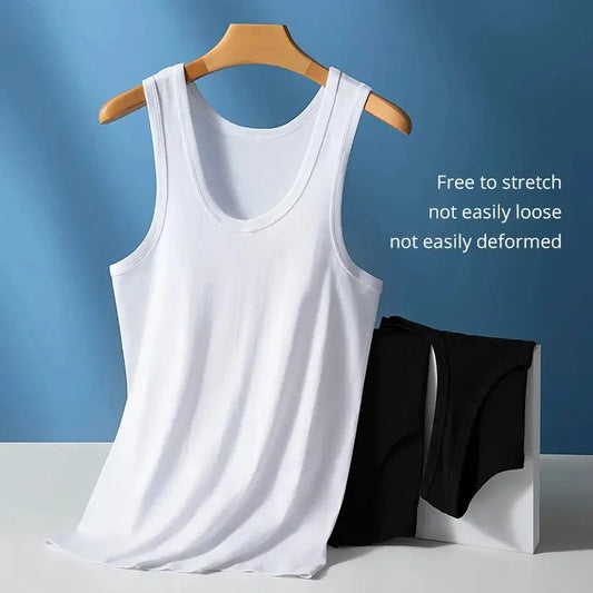 Four Seasons Men's Pure Cotton Vest Youth Fit Sports Fitness Middle-aged Casual Sleeveless Top