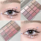DIKALU - Paleta de sombras de ojos coreanas de baja saturación, 16 colores, alto nivel de apariencia, control mate, cobertura natural de tonos tierra rosados 