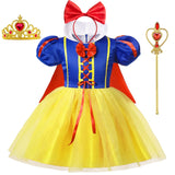 Fantasia de Princesa Branca de Neve para Meninas – Halloween, Festa de Aniversário, Brincadeiras e Fantasias Infantis (com Capa)