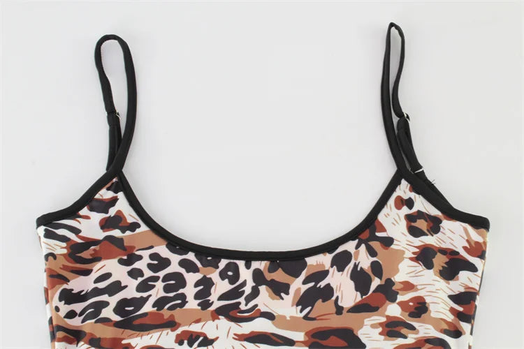 Fashion Sexy Summer Leopard Printed Women's Backless Streetwear Regular Casual Camisole Strapless Skinny Vestidos Robes