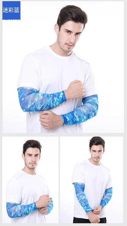 2Pcs Unisex Cooling Arm Sleeves Cover Sports Running UV Sun Protection Outdoor Men Fishing Cycling Sleeves for Hide Tattoos