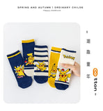5 Pairs Pikachu Kids Socks Kawaii New Fall Winter Cartoon Boy Children Mid-calf Socks Cotton Sock for Boys Gifts