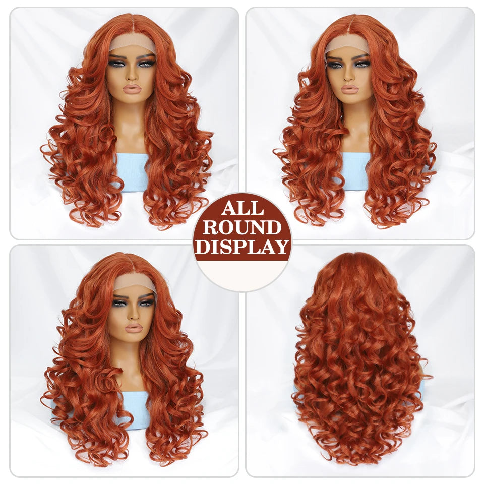 Black Brown Curly Wig Synthetic Lace Front Wigs For Women Blonde Orange Female Lace Wig 13X4.5X1 Cosplay Hair Daily Use
