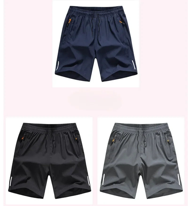 Summer Ice Silk Shorts Men'S Summer Beach Pants Casual Loose Thin Basketball Sports Running Shorts Sweat Wicking Hygroscopic