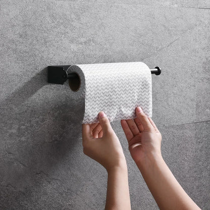 Stainless Steel Paper Towel Holder Self Adhesive Toilet Roll Paper Holder No Punching Kitchen Bathroom Length Storage Rack