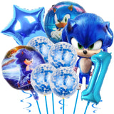 Sonic the Hedgehog Fontes do partido, Foil Balões, Látex Balões Kit, Decorações de aniversário, Balões Número, Decoração Presentes, 32"