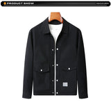 New Spring Autumn Men Outdoor Leisure Windbreak Lapel Jacket Men Solid Color Fashion Style Brand Loose Jacket Coat Male Clothing