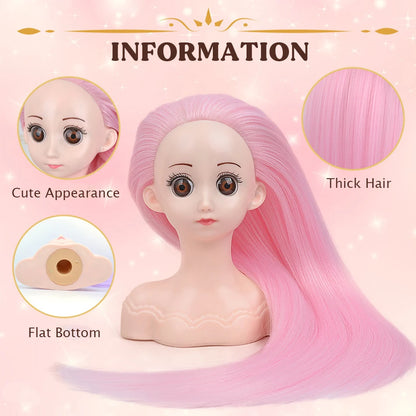 Cabeça de peruca de manequim com cabelo sintético com suporte de peruca ajustável cabeça de manequim estilo cabeleireiro cabeça de treinamento cabeça de boneca