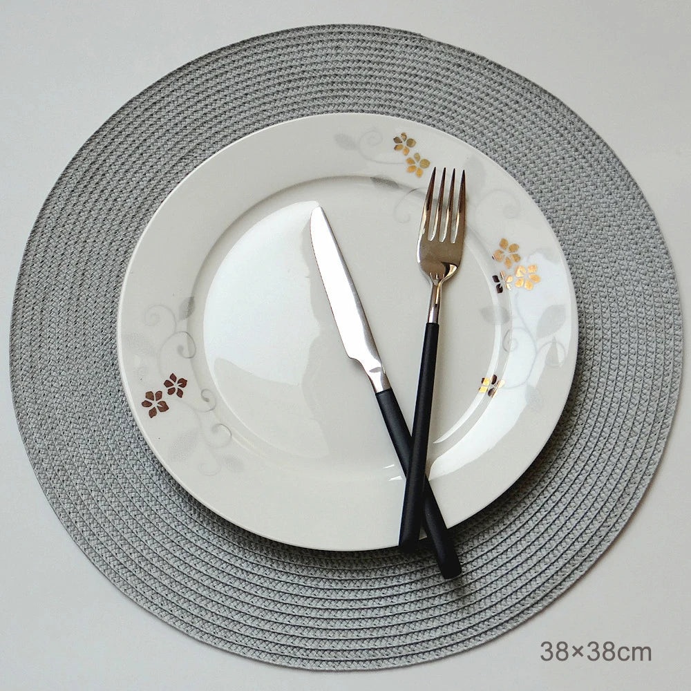 Round Placemats Set, Braided Circle Place Mat, Washable Table Mats for Kitchen Dining Table, Mixed Color Non-Slip Place Mats
