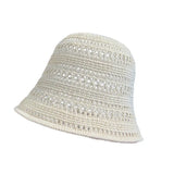 Hollow Out Crochet Sun Hat Wide Brim Bucket Hat Knitted Fisherman Hat Foldable Visor Small Fresh Simple Outdoor Casual Beach Cap