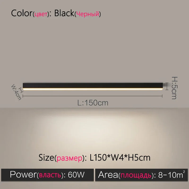 Modern Long Strip Ceiling Light Surface Mounted Minimalist Aisle Lamp Living Room Bedroom Kitchen Home Office LED Lighting