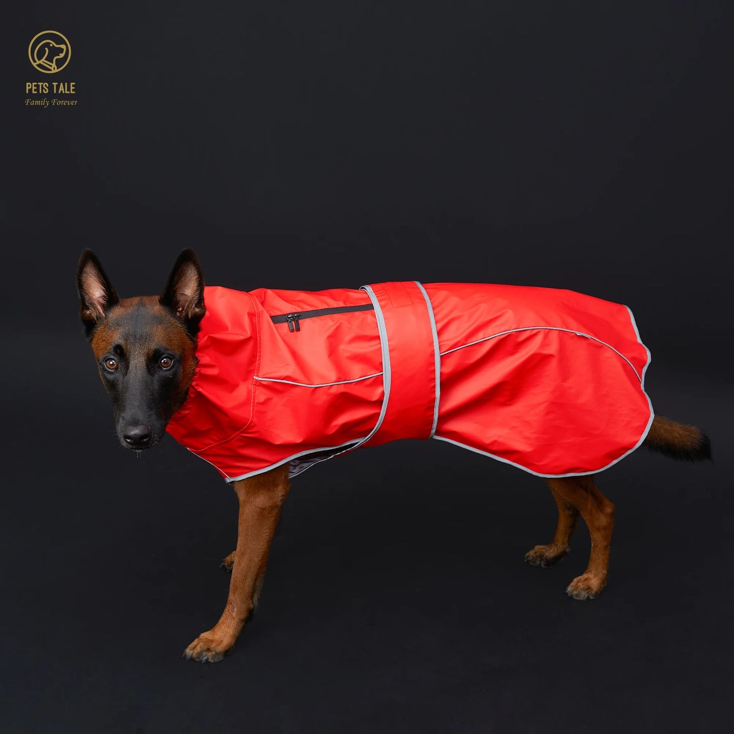 Waterproof Dog Raincoat with Reflective Strips and Adjustable Hood - Red, Yellow, Navy Blue