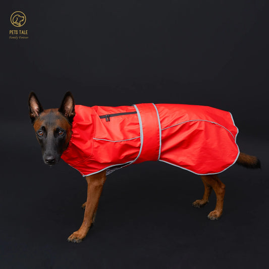 Waterproof Dog Raincoat with Reflective Strips and Adjustable Hood - Red, Yellow, Navy Blue