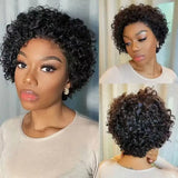 Pixie Cut Wig Short Curly Human Hair Wigs Brazilian Wig Cheap Remy Hair 13X1 Transparent Lace Wigs For Women Sale