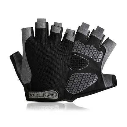 Guantes de entrenamiento de pesas pesadas para gimnasio, fitness, para hombres y mujeres, culturismo, medio dedo, antideslizantes, soporte de muñeca, levantamiento de pesas, deportes