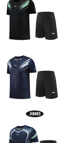 Fitness Clothes Ice Silk Quick Drying T-shirt Suit Men Short Sleeve Running Sportswear Shorts Tracksuit Gym Sports Training Sets