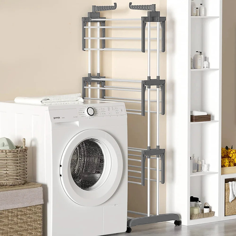 [EU Stock] Drying Rack Clothes Rack Clothes Storage Shelf Folding Rack Floor-Standing Coat Shelf Bedroom Hanging Rack