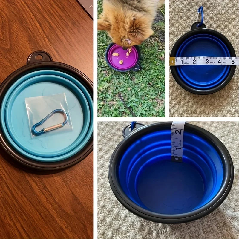 Comedero portátil para mascotas, de TPR duradero, plegable, de silicona, para gatos y perros, para viajes al aire libre, para agua y comida.