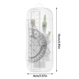 8PCS/Set Plastic Ruler Compasses Set Transparent Straight Ruler Measuring Ruler Set Square Eraser Protractor School Office