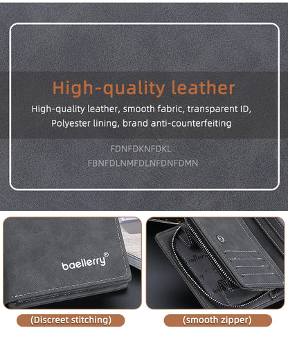 New Leather Men Wallets High Quality Zipper Short Desigh  Wallet Hipster Credit Card Holders Inserts Coin Purses Vintage Walltes