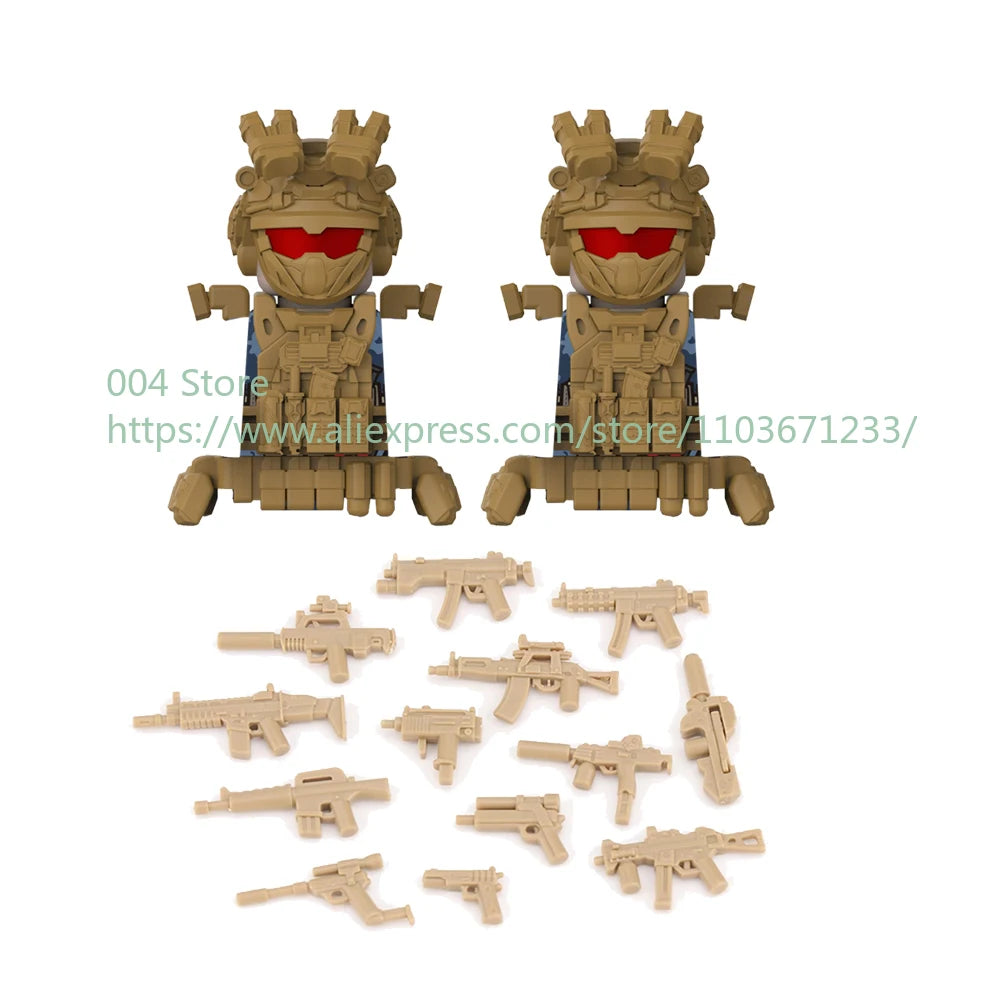 Military Special Forces Action Figure Building Blocks Ghillie Suit Weapons Sniper SWAT Ghost KSK Police Bandit Boy Toy Gift F029