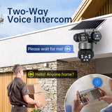 12MP 6K 3 Lens 3 Screen 4G Outdoor Solar Camera Wireless WiFi IP Cameras PIR Auto Tracking Solar Security CCTV Surveillance Cam