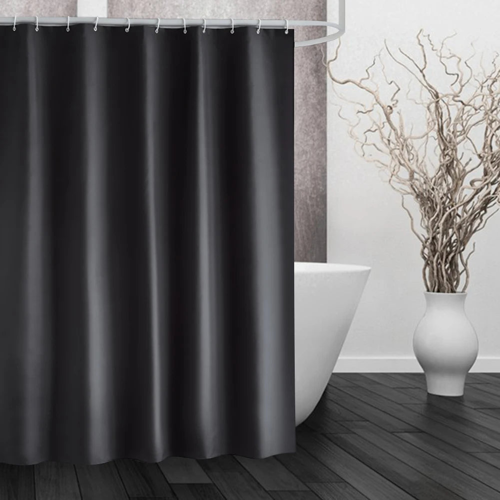 Cortina de ducha de tela sólida resistente, impermeable, para baño, tamaño largo, 230/200 cm, color negro, blanco, gris, marrón y azul.