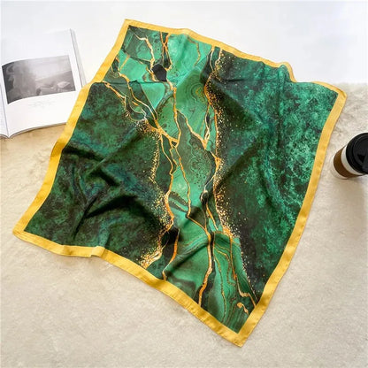 Luxury Silk Feeling Shawl Square Scarf Women Spring Hijab Fashion Wraps Neckerchief Female Hair Bands Ribbon Headband Bandana