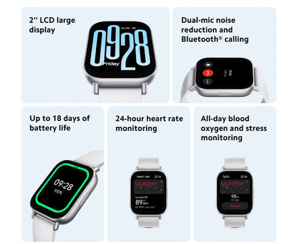 Global Version Xiaomi Redmi Watch 5 Active 2'' Display Up to 18 days of battery life 140+ workout modes Bluetooth calling 5ATM