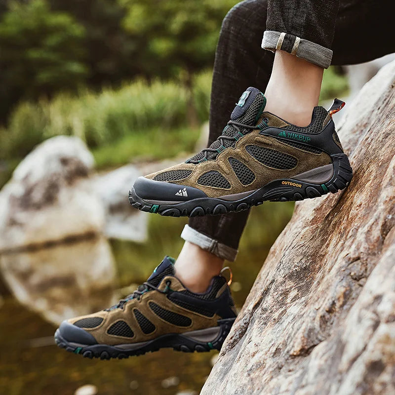 HIKEUP Men Shoes Breathable Splashproof Outdoor Hiking Shoes Mountain Climbing Sport Men Hunting Trekking Sneaker