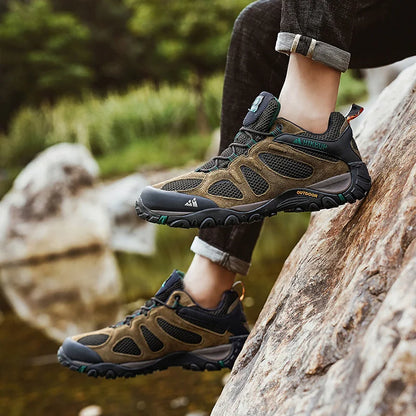 HIKEUP Men Shoes Breathable Splashproof Outdoor Hiking Shoes Mountain Climbing Sport Men Hunting Trekking Sneaker