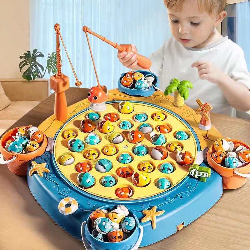 Kids Magnetic Fishing Play for Children Electric Fishing Toy Have Music Spinning Game Fish Rod Education Baby 3 Year Gifts